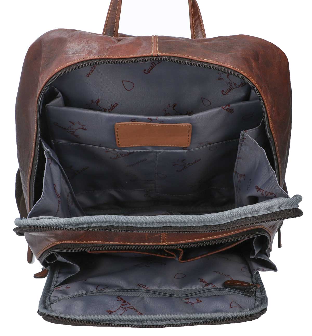 ブラウンレザー風バックパック Robuster Herrenrucksack aus Leder bei Gusti-Leder – Gusti Leder