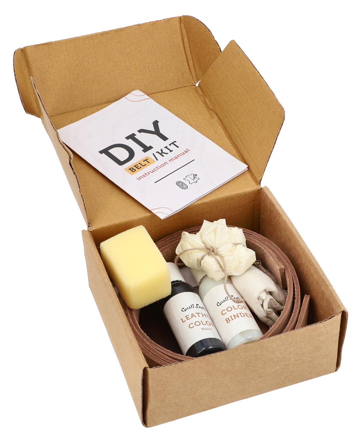DIYレザーベルトセット「DIYベルトキット」レザー製、Gusti-Lederにて